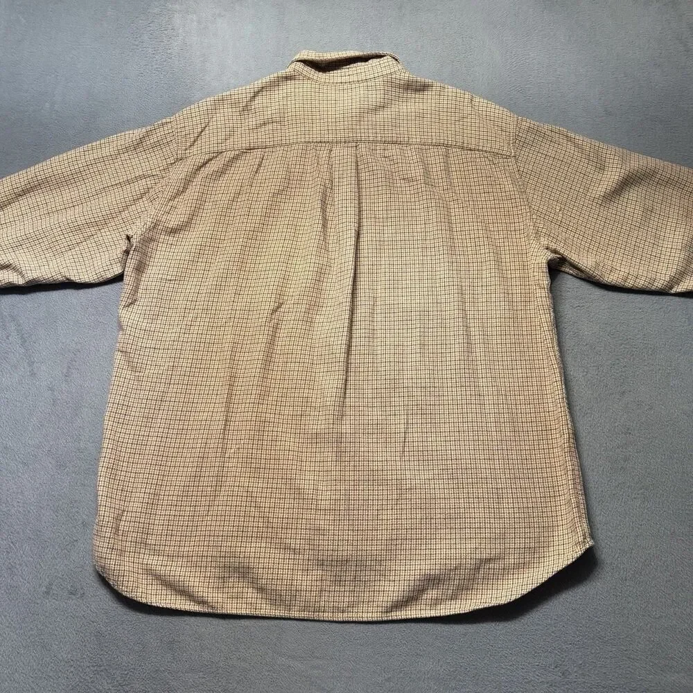 J.Crew Men’s XL Button Down Shirt Beige Houndstooth Check Flannel Long Sleeve